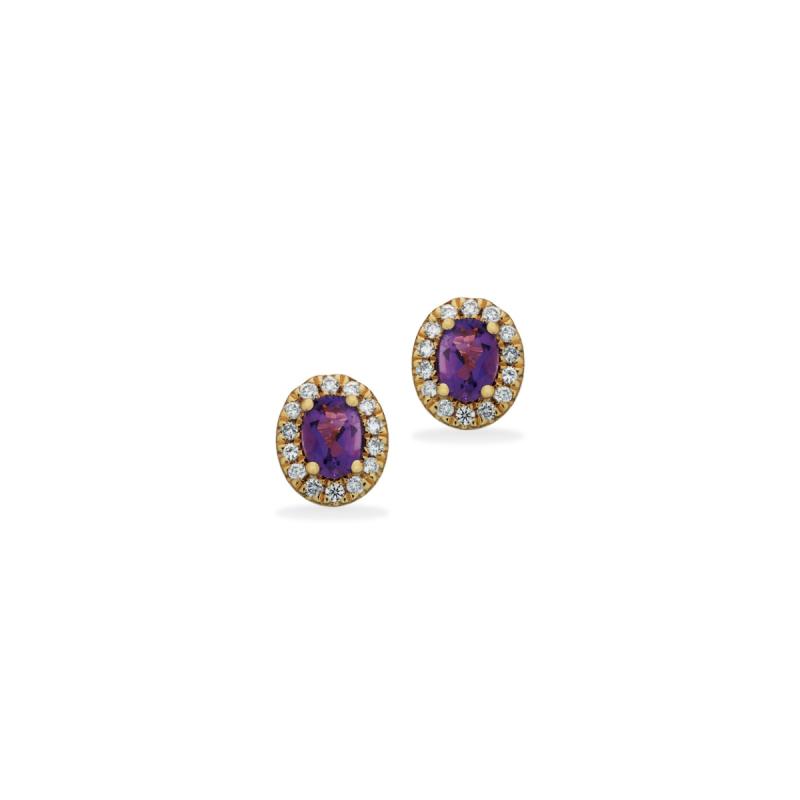 Scrouples Diana Roset 14 Karat Guld Med Ametyst Brillanter 0,10 Carat - Scrouples Øreringe  - 5704012440612