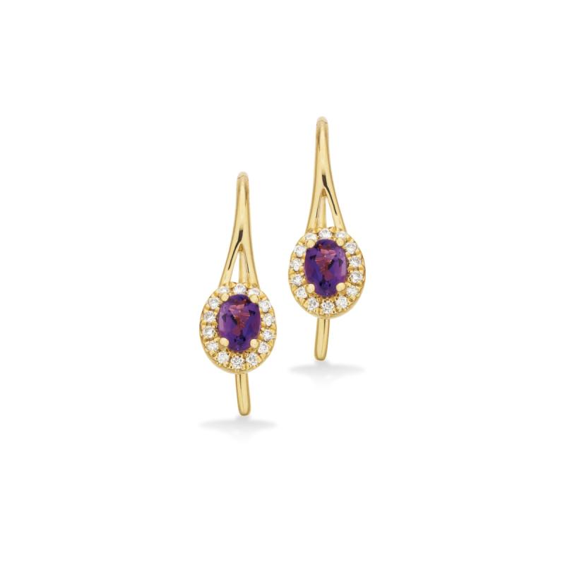 Scrouples Diana Roset Øreringe i 14 Karat Guld med Amethyst