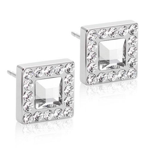 Blomdahl Brillance Square Halo Titanium Ørestikker Med Swarovski Krystaller - Blomdahl Ørestikkere  - 7330981521861