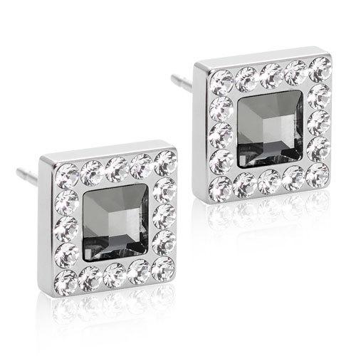 Blomdahl Brillance Square Halo Ørestikker Titanium - Blomdahl Ørestikkere  - 7330981521878