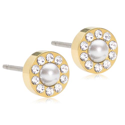 Blomdahl Halo Perle Ørestikker i Titanium med Krystaller