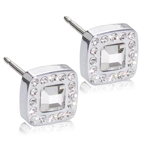 Brilliance Cushion Titanium Ørestikker med Swarovski Krystaller