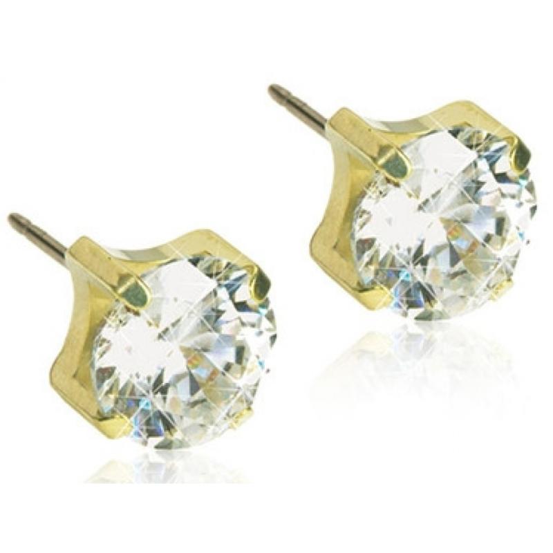 Blomdahl Golden Tiffany Hvide Ørestikker - Tilbud!