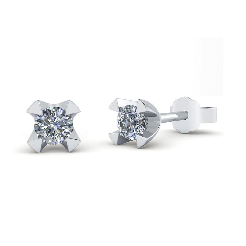 14kt Hvidguld Ørestikker med Diamanter - Fantastisk Udsalg!