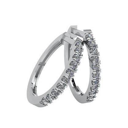 Smykkekæden 14 Karat Hvidguld Med Brillanter 0,12 Carat - Øreringe  - 1211110019533