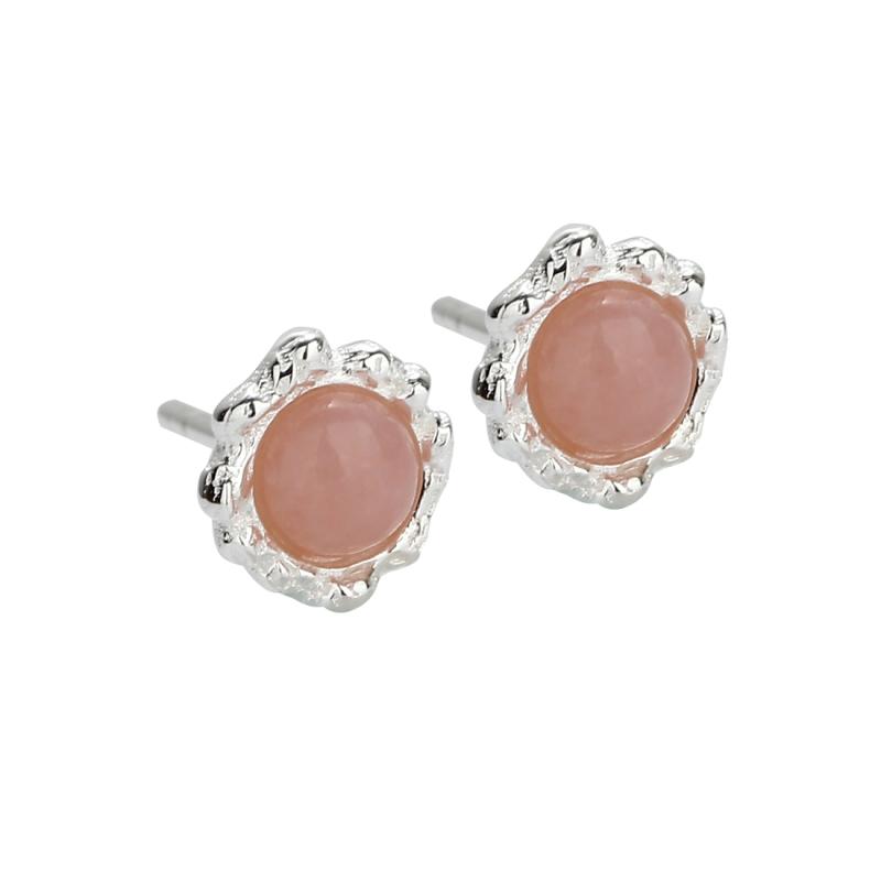 Ørestikker i pink opal – 100% nikkelfri sølv