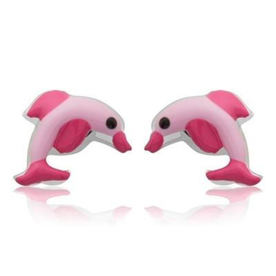 Ørestikker ølv Med Pink Delfiner - Øreringe