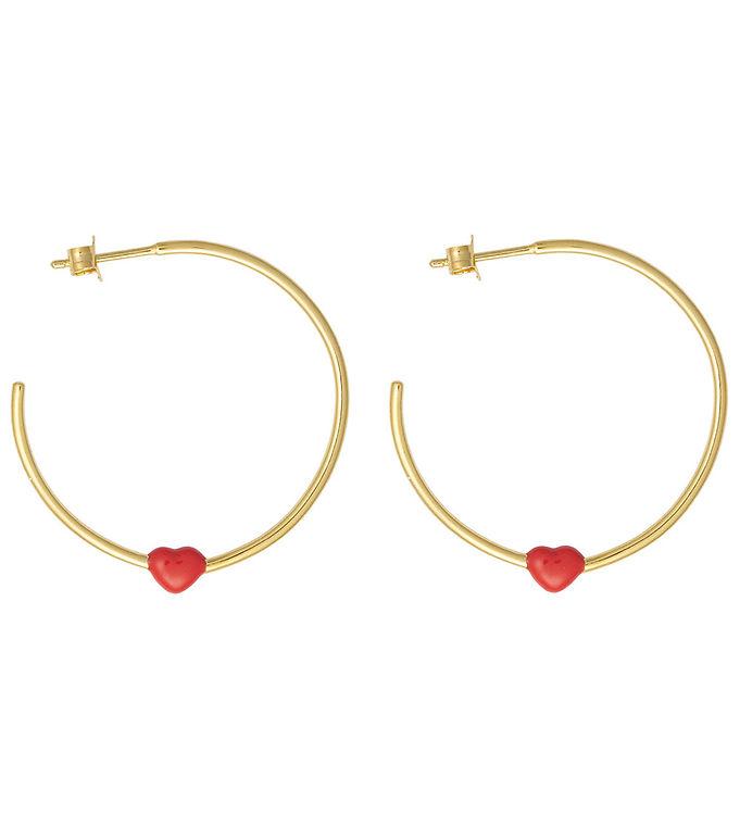 Metallic Røde Little Big Love Hoops Øreringe fra Design Letters