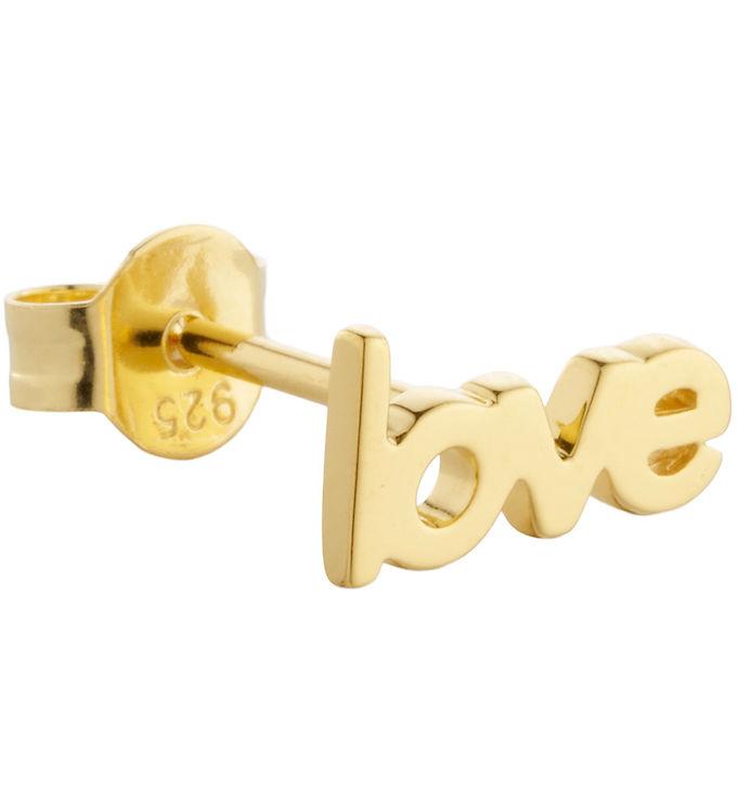 Metallic Design Letters Ørering 1 Stk. Love 18k Guldbelagt - Design Letters Øreringe  - 5710498197407