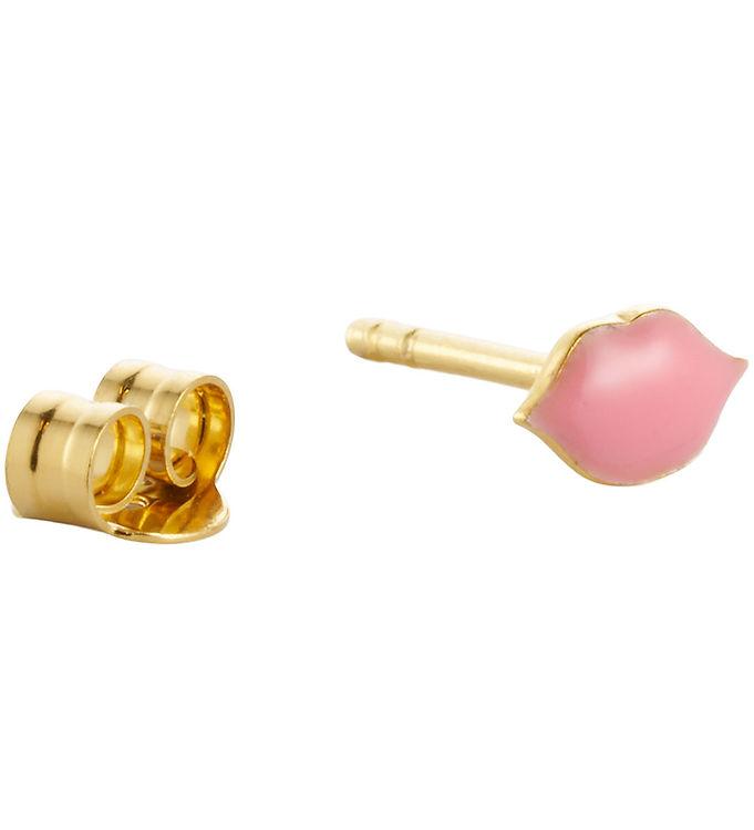 Metallisk Rosa Ørering - 18k Guldbelagt Kys Design