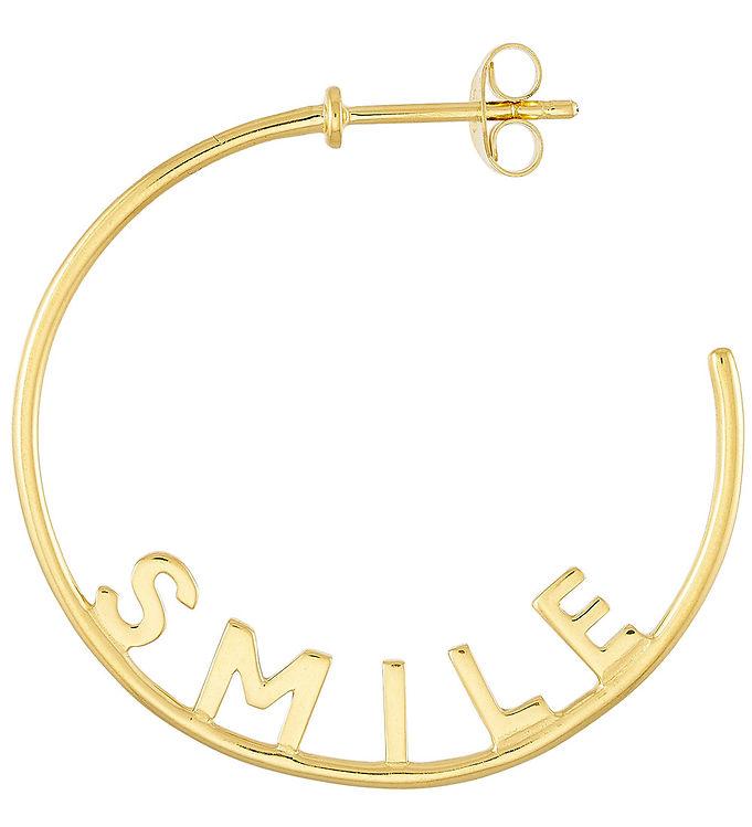 Metallic Design Letters Ørering 1 Stk. Smile Hoop Guld - Design Letters Øreringe  - 5710498198848