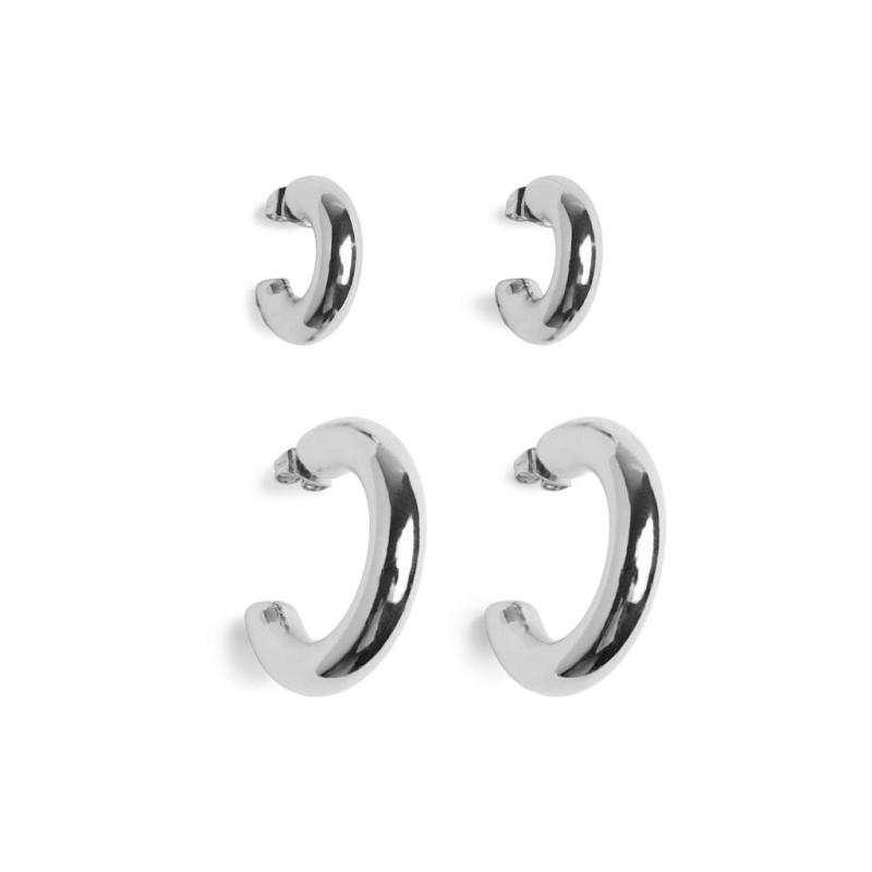 Pieces Dame øreringe Pcnikoline 2 Pack Silver Colour - Pieces Øreringe  - 5715678120275