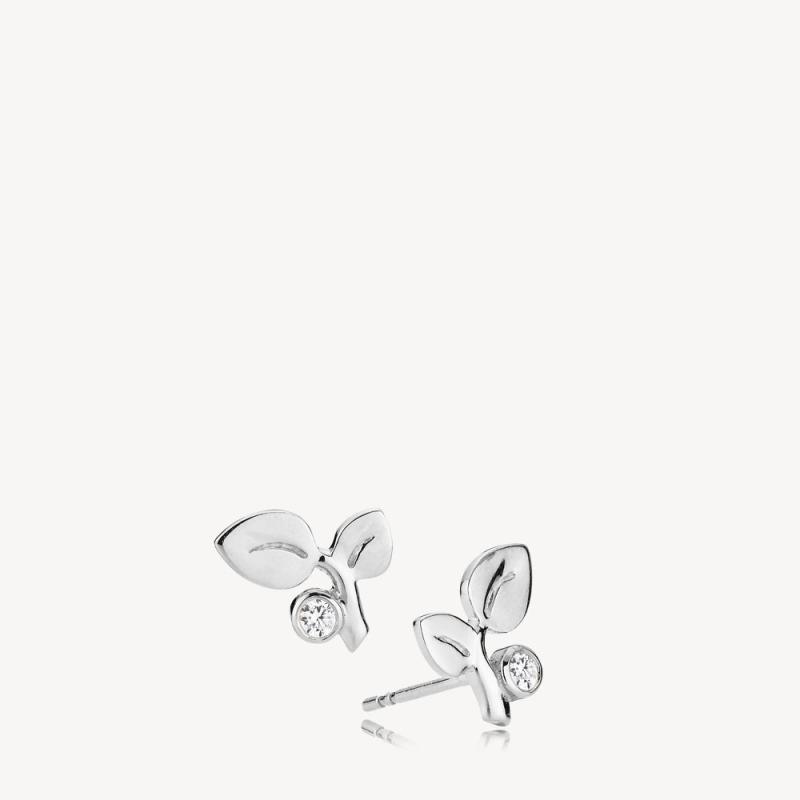 Elegante Sølv Ørestikkere med Blomsterdesign og Zirkonia