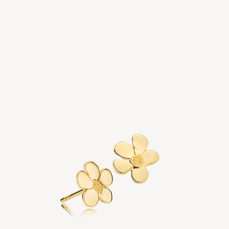 Forgyldte Pansy Ørestikker – Elegant Blomsterdesign i Guld