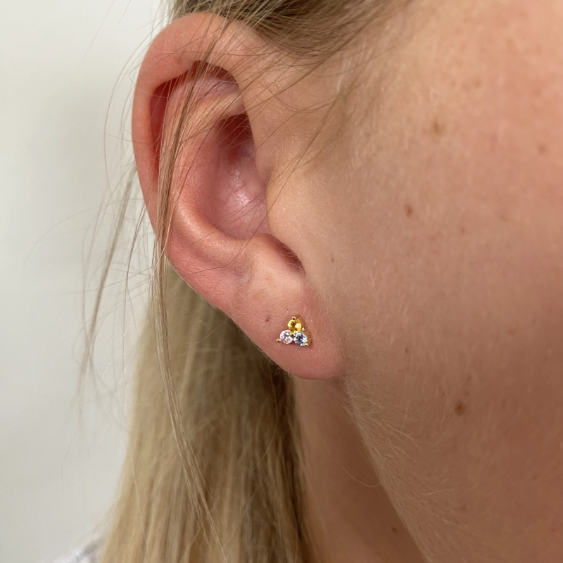 Aqua Dulce Ørestikkere med Farvet Zirkonia - Nikkelfri