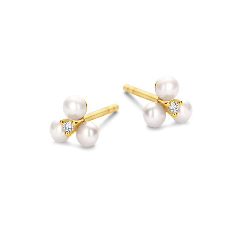 Spirit Icons Viola Ørestikker 14 Karat Guld Med Ferskvandsperler Diamanter 0,02 Carat - Spirit Icons Ørestikkere  - 1244440534513