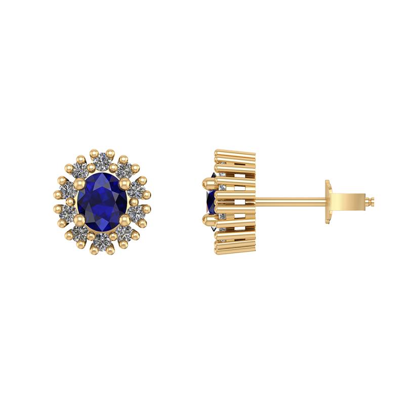 Roset 14 Karat Guld Ørestikker Fra Henrik Ørsnes Design Med Safir Brillanter 0,30 Carat - Ørestikkere  - 1255550050732