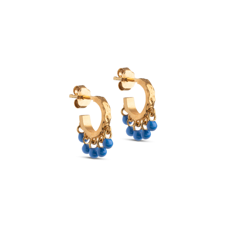 Astrid Cornflower Forgyldt Øreringe fra Enamel - Udsalg!