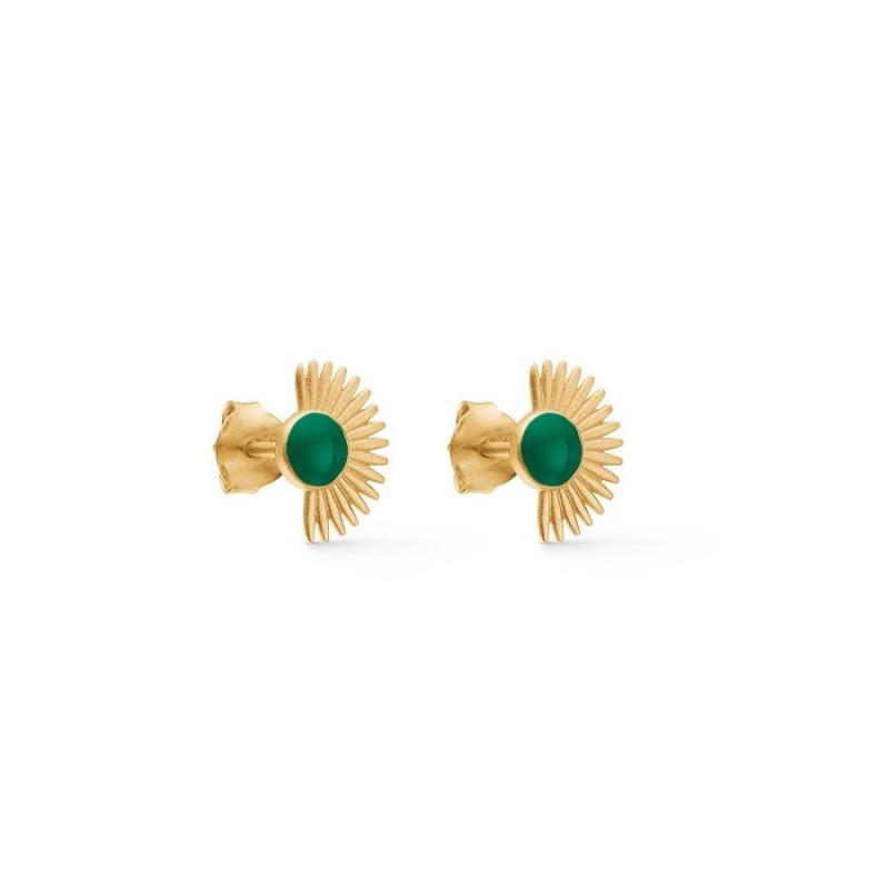 Stud Soleil Øreringe 42 i Petrol Grøn – Elegante Smykker