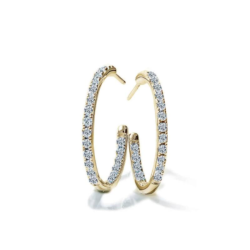 Elegant Guld Hoop Øreringe med Rund Cut Sten