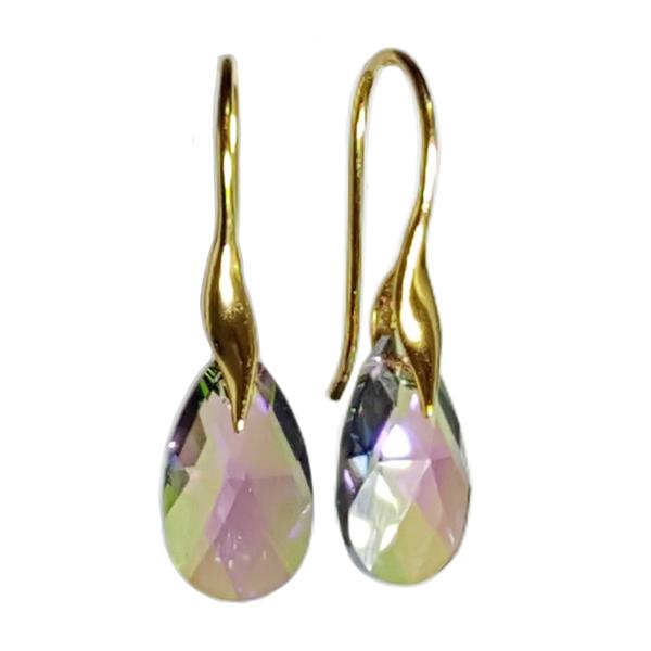 Facet Drop øreringe med Swarovski krystaller - Guldglans