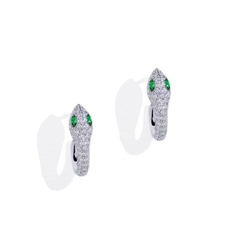 Flora Slange øreringe Sterling ølv Med Grønne Emerald Sten - Abelstedt Øreringe