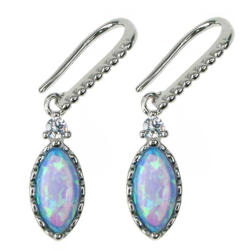 Marquise Øreringe med Blå Opal - 925 Sterling Sølv