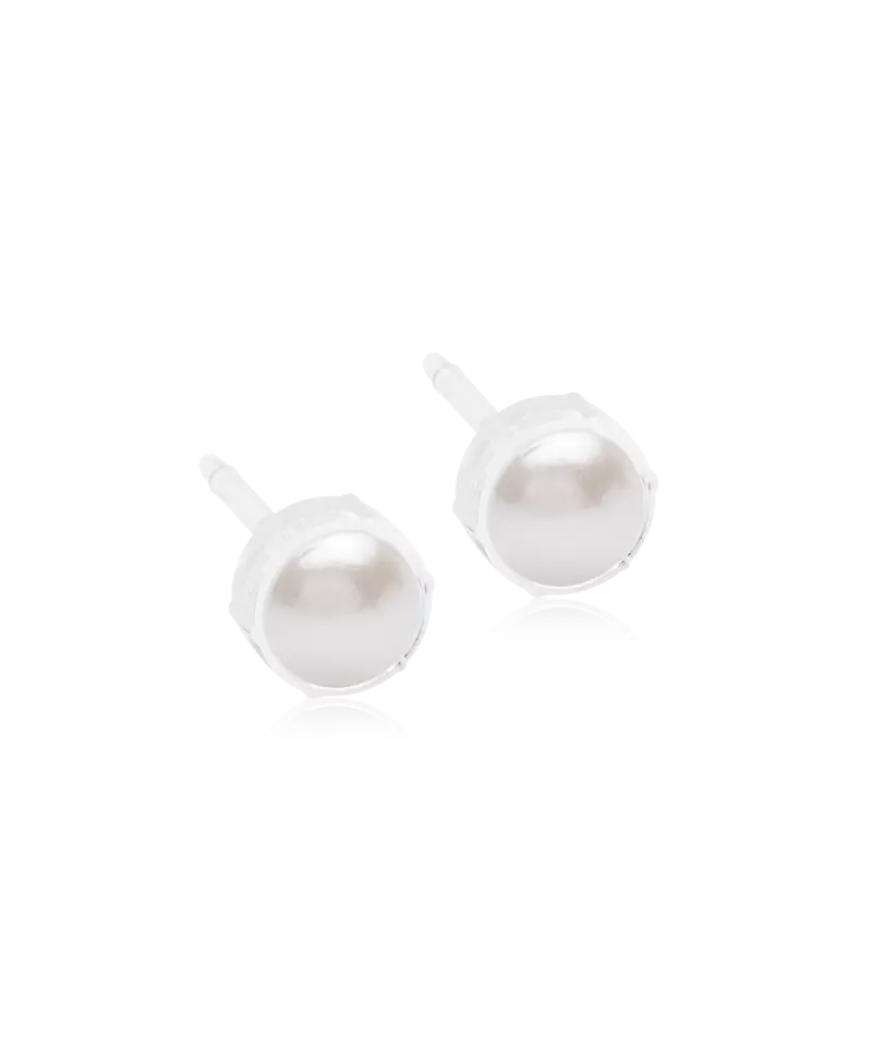 Blomdahl Bezel White Medicinsk Plastik Ørestikker - Blomdahl Øreringe  - 7330981515563
