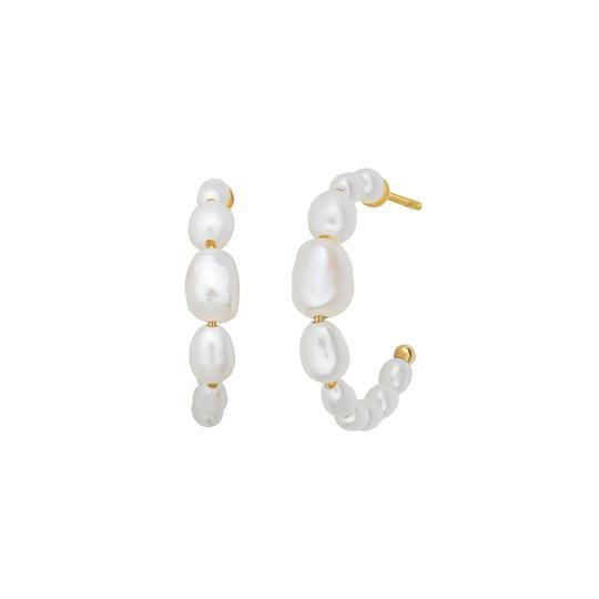Aura Pearl Hoops - Forgyldt Sølv Øreringe med Perler