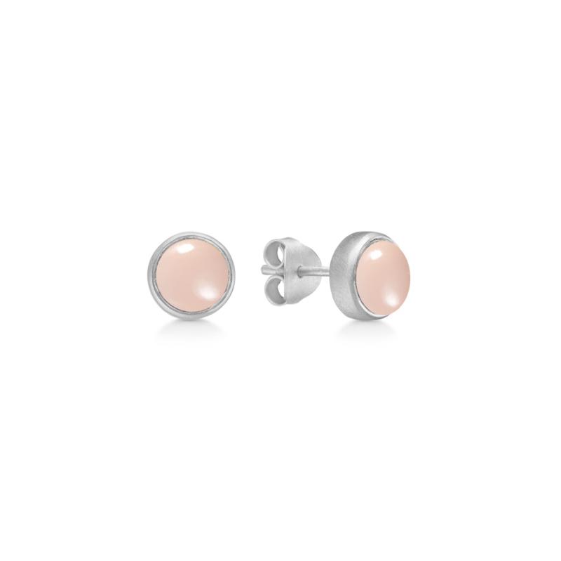 Elegant Ørestikker i Sterling Sølv med Rosa Kalcedon