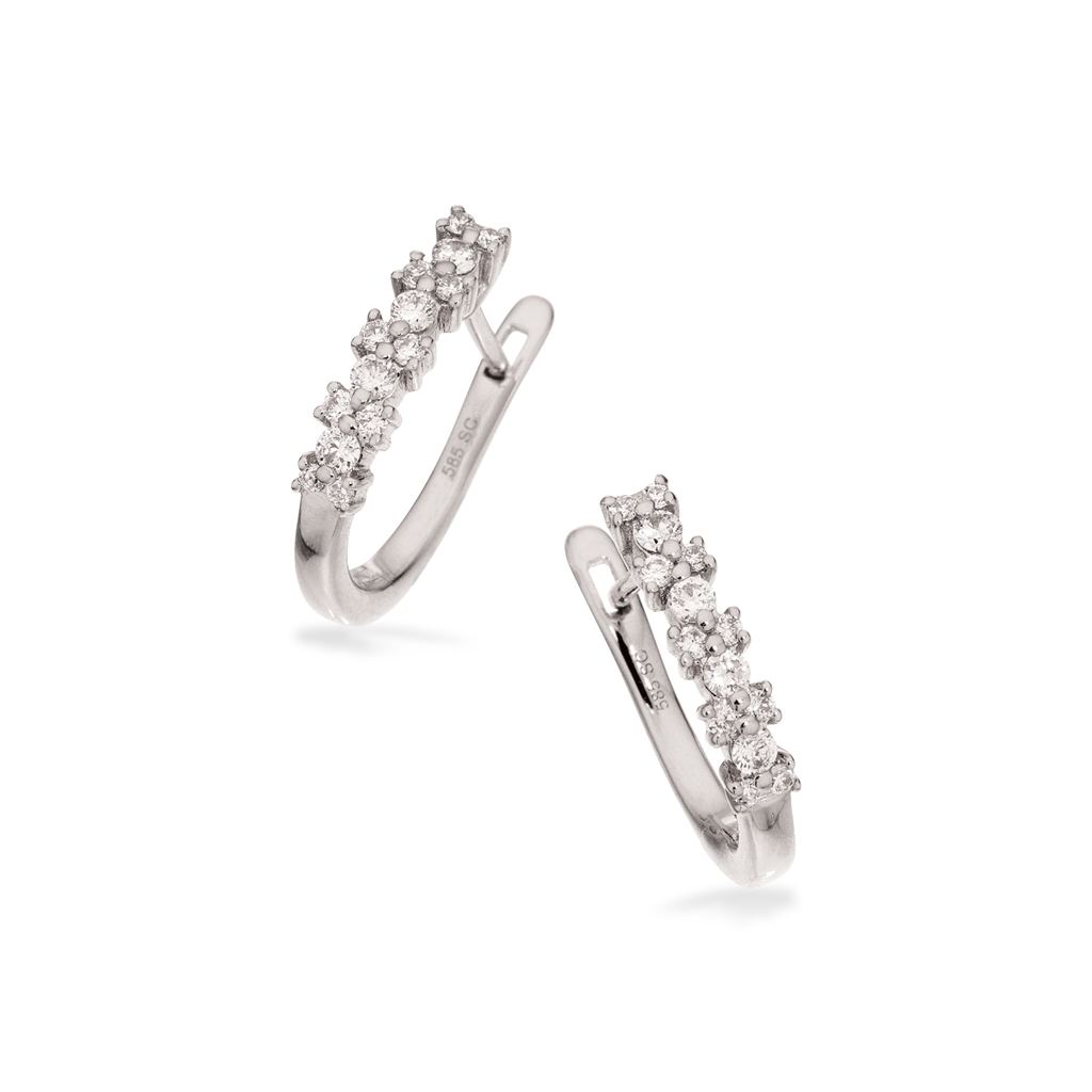Hvid Clip Creol Karat Guld Fra Scrouples Med Brillanter Carat - Scrouples Øreringe  - 5704012432921