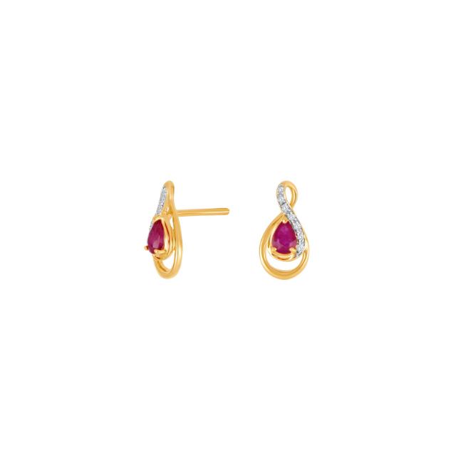 Nordahl Andersen Siersbøl Karat Guld Ørestikker Med Rubin Diamanter Carat - Ørestikkere  - 5711008482785
