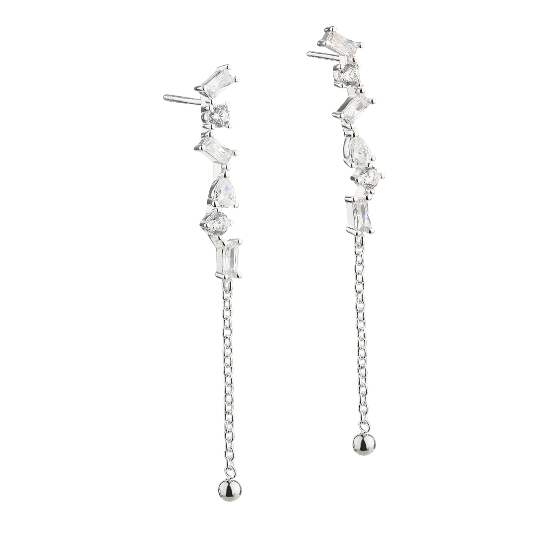 Baguette Love Ørestikker Sterling Sølv Med Flotte Klare Baguette Zirkonia - Aqua Dulce Ørestikkere  - 5740013851279