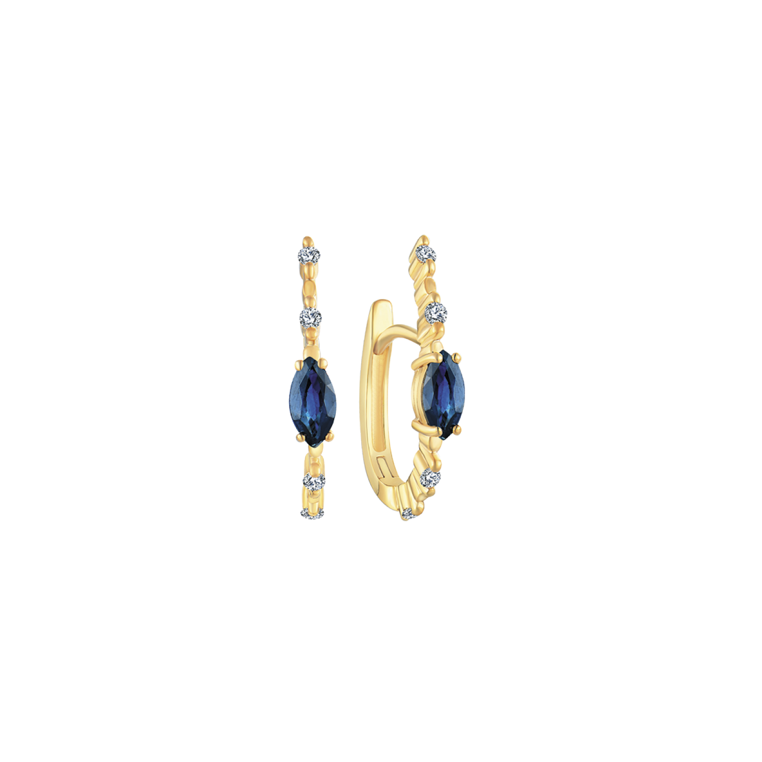 Guld Oval Safir - Øreringe  - 5707968448657