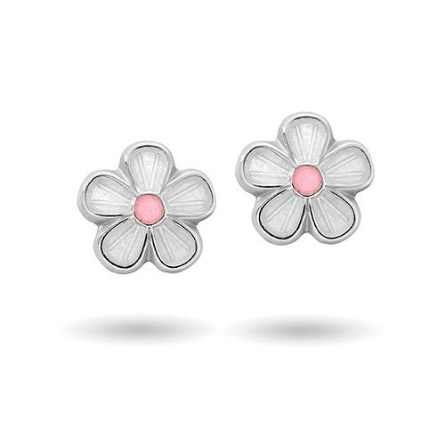 Hvid Piaampper Blomster ørestik Med Emalje 9000603 - Pia&per Øreringe  - 1233690116174