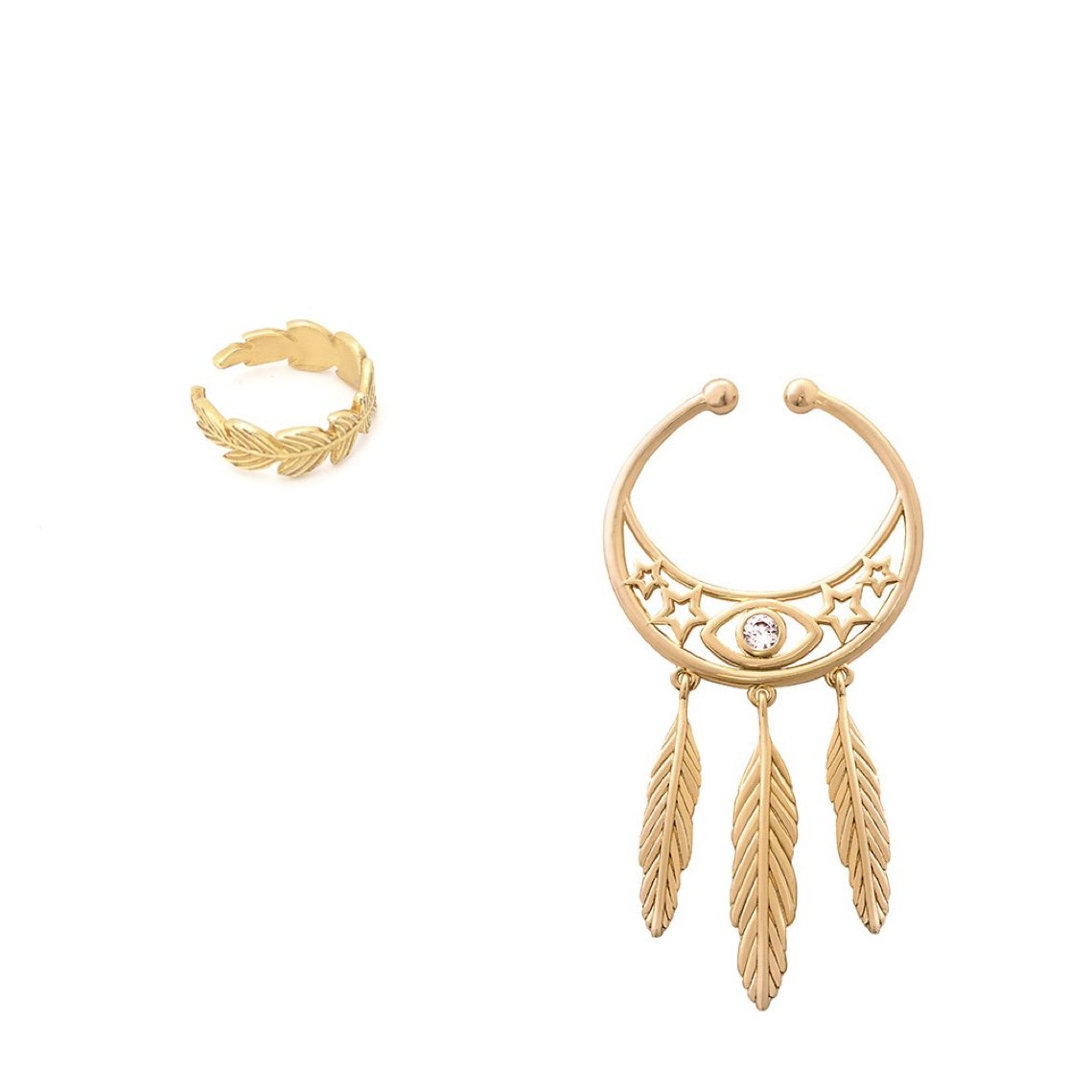 Chasingfeathers Earcuffs Pak Karat Guldbelagt Sterling Sølv Spar - Øreringe