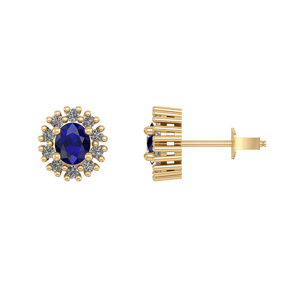 Henrik Ørsnes Design Roset Karat Guld Ørestikker Med Safir Brillanter Carat - Ørestikkere  - 1255550050732
