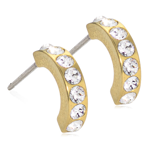 Blomdahl Brilliance Curved Titanium Ørestikker Med Swarovski Krystaller - Blomdahl Ørestikkere  - 7330981530917
