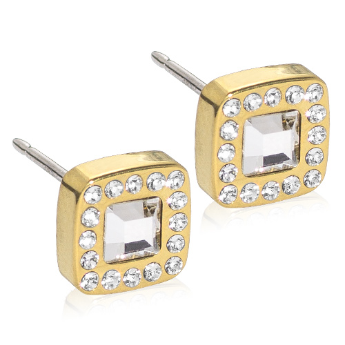 Blomdahl Brilliance Cushion Ørestikker Titanium Med Swarovski Krystaller - Blomdahl Ørestikkere  - 7330981531068