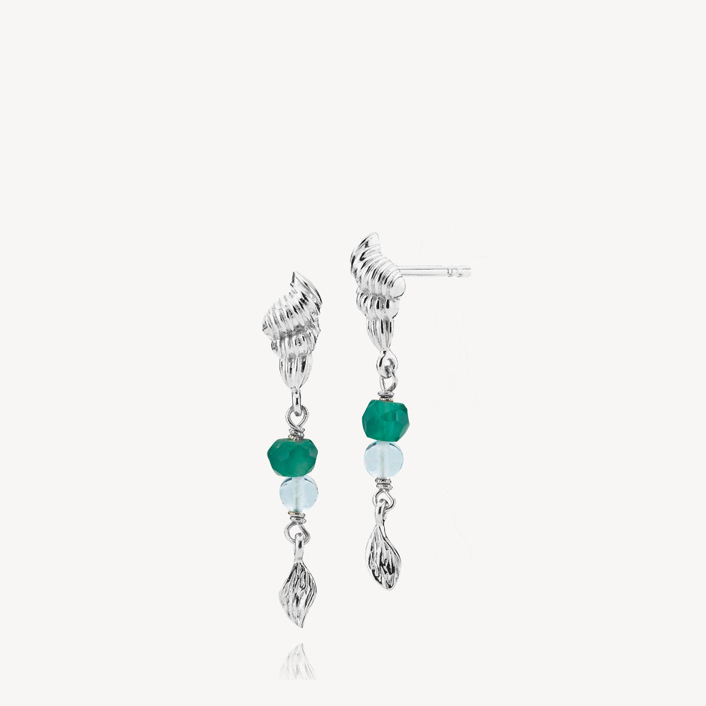 Grøn Kaia Ørering Sølv Med Onyx Aqua Krystal Par - Sistie Øreringe  - 5710143087541
