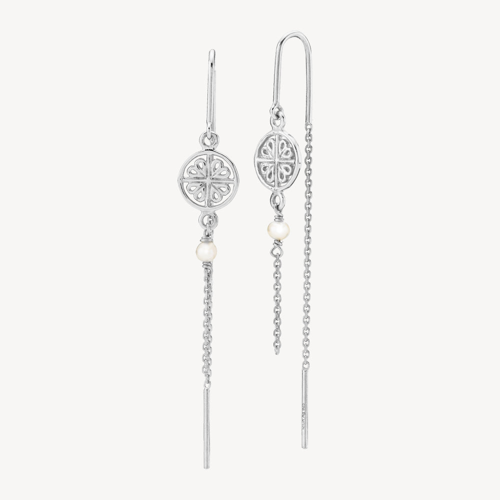 Pink Balance Kæde ørering Sølv Med Resin Perle Par - Sistie Øreringe  - 5710143087640