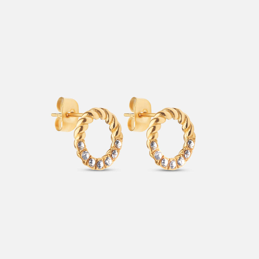 Hvid Twisted White Zirkon 18k Guldbelagt 12mm - Josephine Nord Øreringe