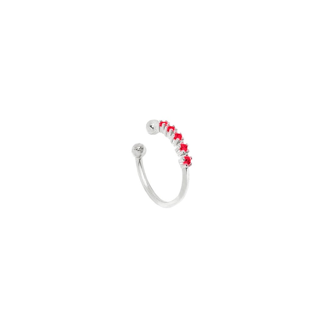 Cuff Ørering Quintet Onesize Regulerbar Størrelse Sterling Med Røde Zirkoner - Szhirley Øreringe