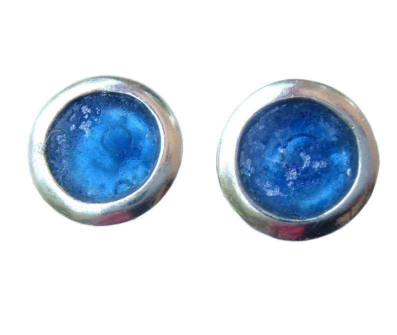 Blå ørestikker Med Historisk Romersk Glas - Niibuhr Jewelry Øreringe
