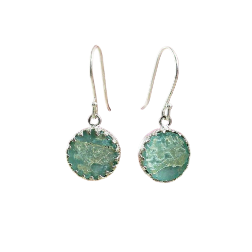 Grøn Hænge øreringe Med T Romersk Glas Krone Ramme - Niibuhr Jewelry Øreringe