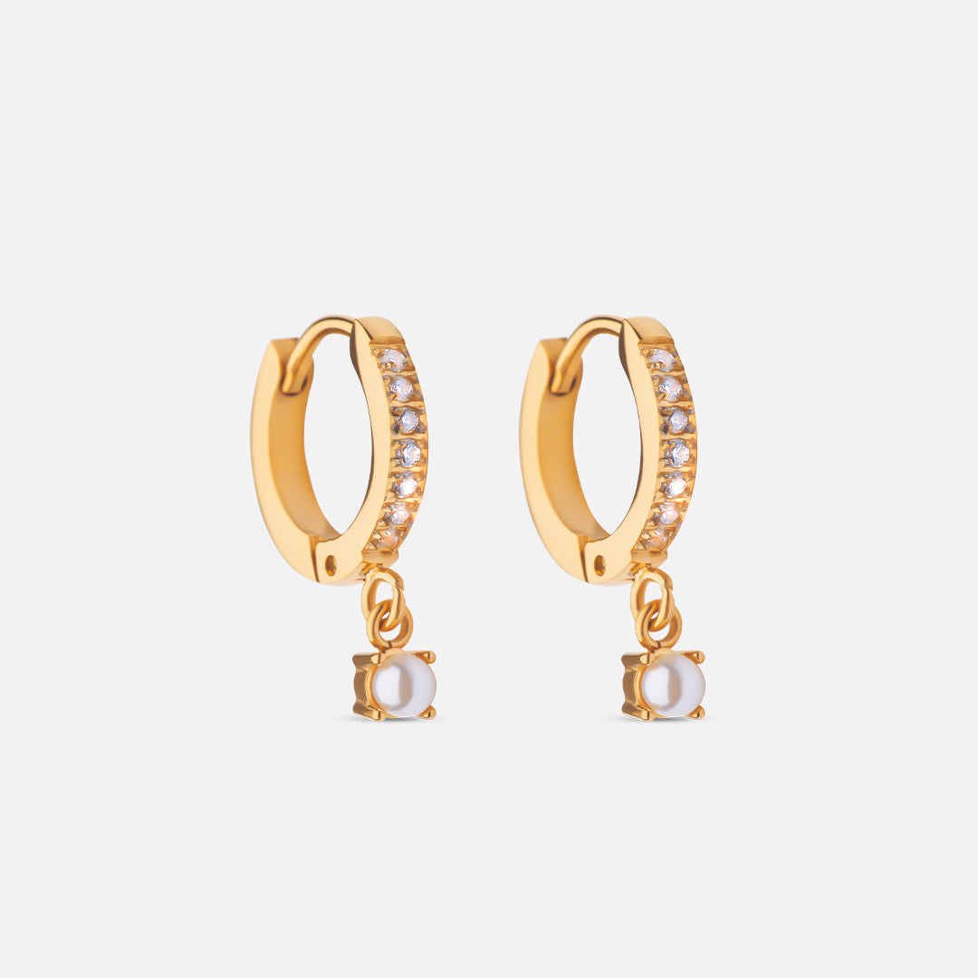 Zirkon Pearl Drops 18k Guldbelagt - Josephine Nord Øreringe