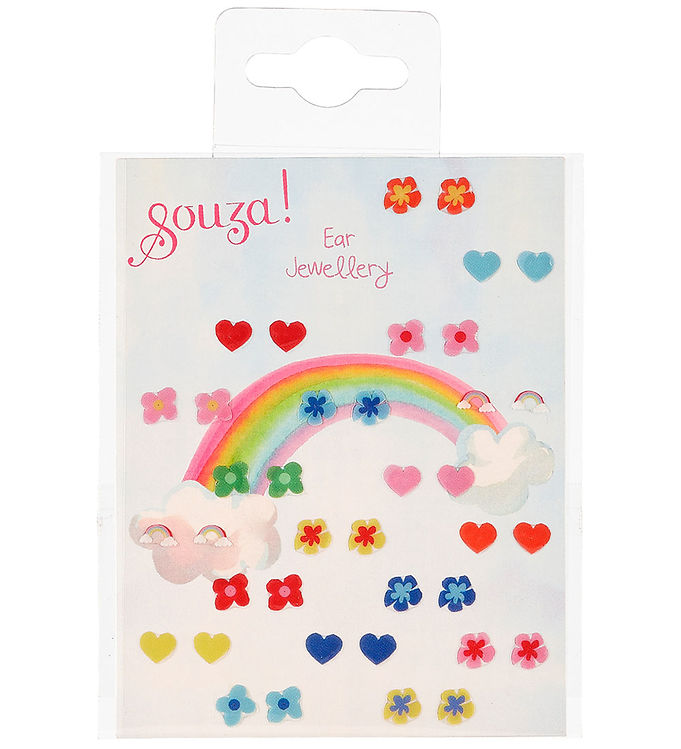 Multifarvet Souza Klistermærker Par Flowers Hearts - Souza Øreringe  - 8720955286657