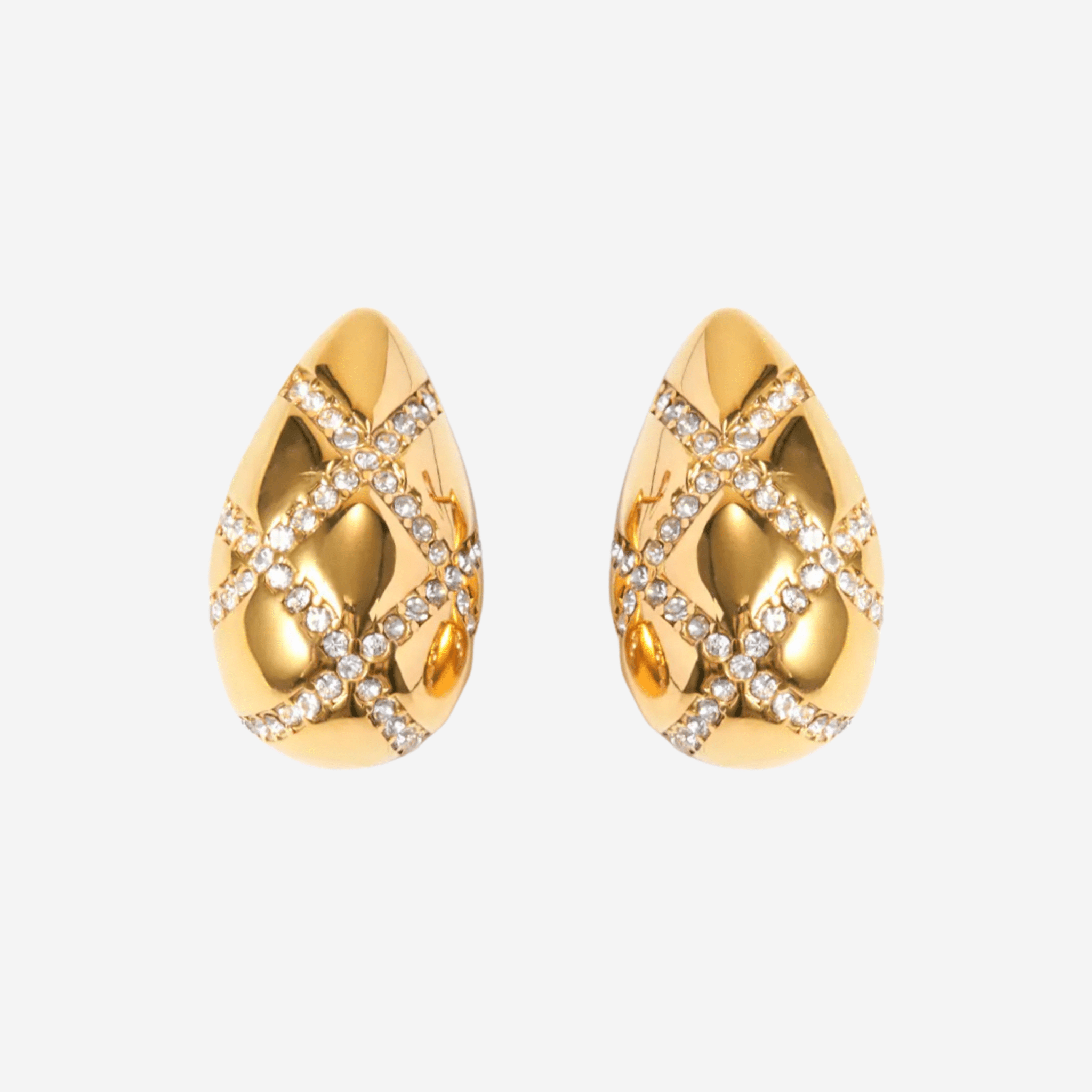 Crystal Drop Earrings Forgyldt - Khaai Studio Øreringe