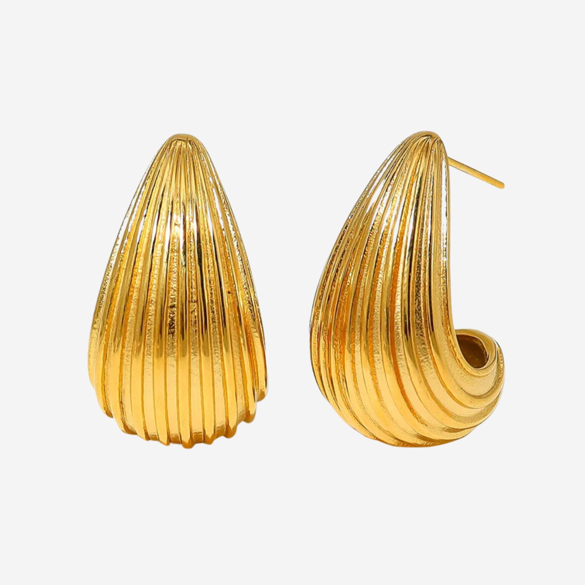 Grooved Drop Earrings Forgyldt - Khaai Studio Øreringe
