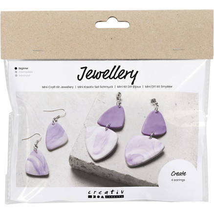 Mini Diy Kit Smykker Marmorerede øreringe Lys Lilla - Diverse Øreringe  - 5712854699488